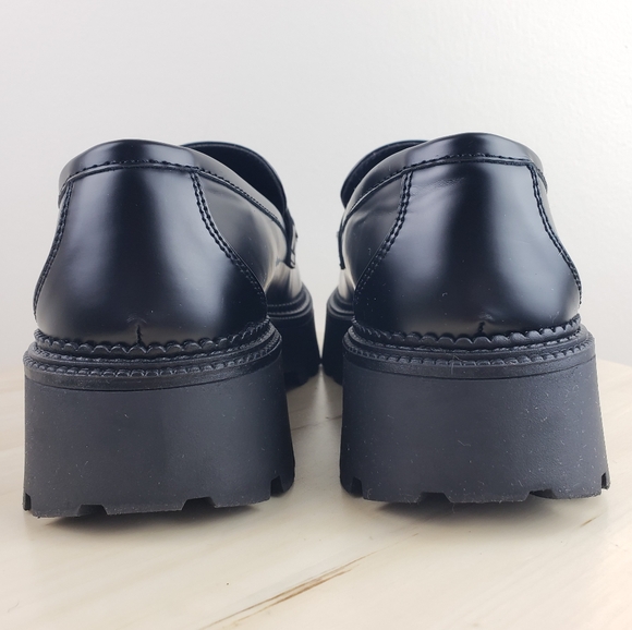 Steve Madden Aerin Platform Penny Loafer Shoes Size 8 Black Preppy Academia - Picture 4 of 12